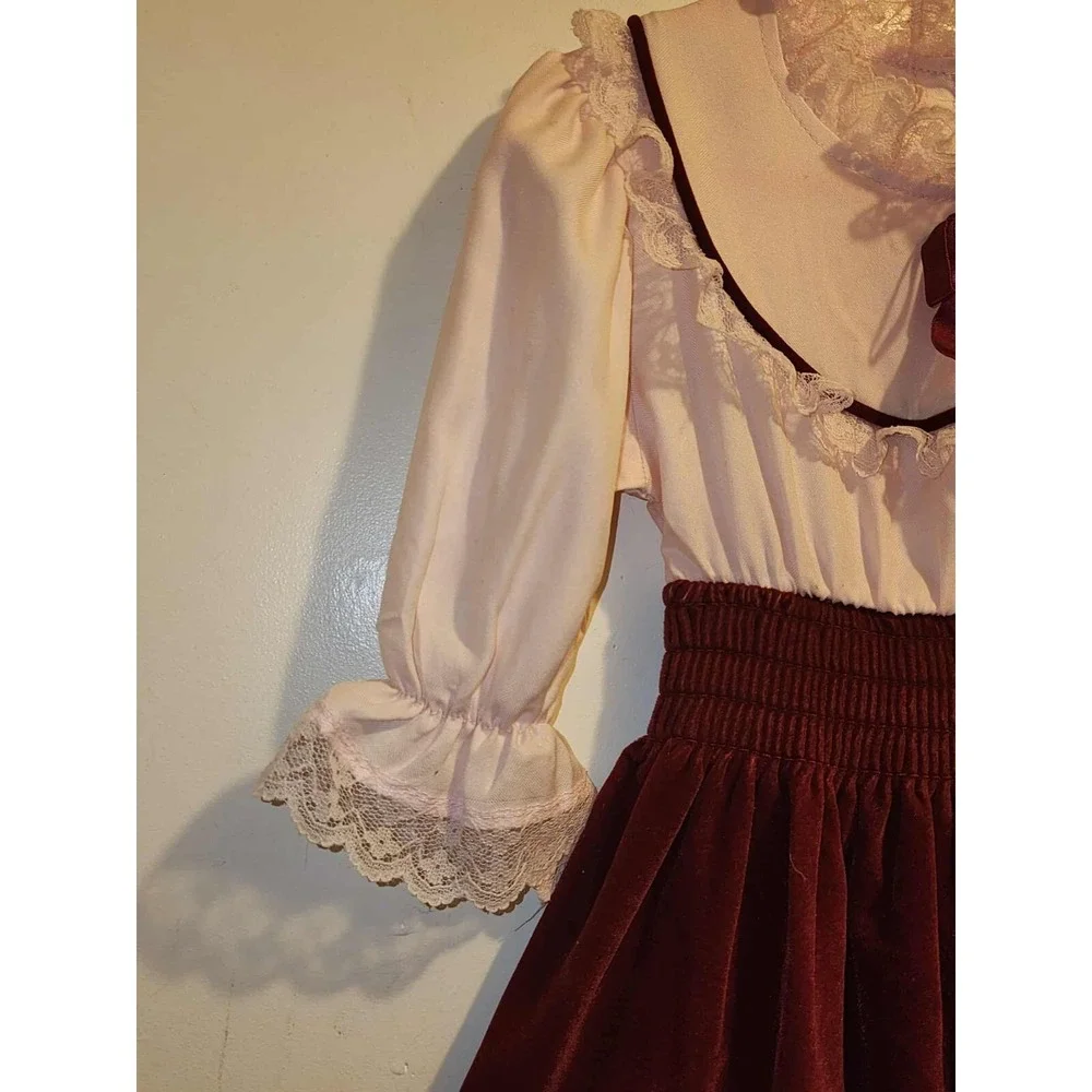Vintage 80's Elm Hill Prairie Dress - Lace Trim Girls Size 5 - Picture 8 of 15